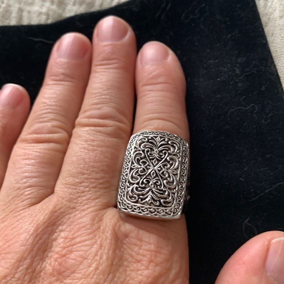 Statement Ring Silver with Scroll Detail - Picture 4 of 12